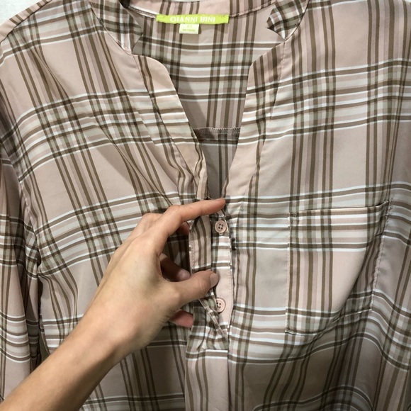 GIANNI BINI plaid long sleeve blouse - Picture 9 of 12